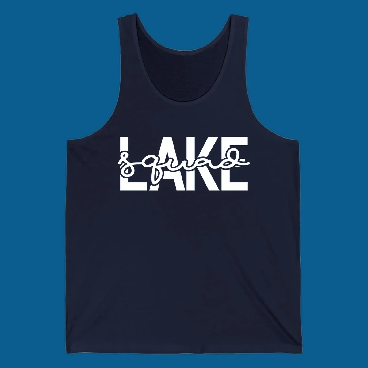 Lake Squad typography design featuring bold LAKE and script squad.