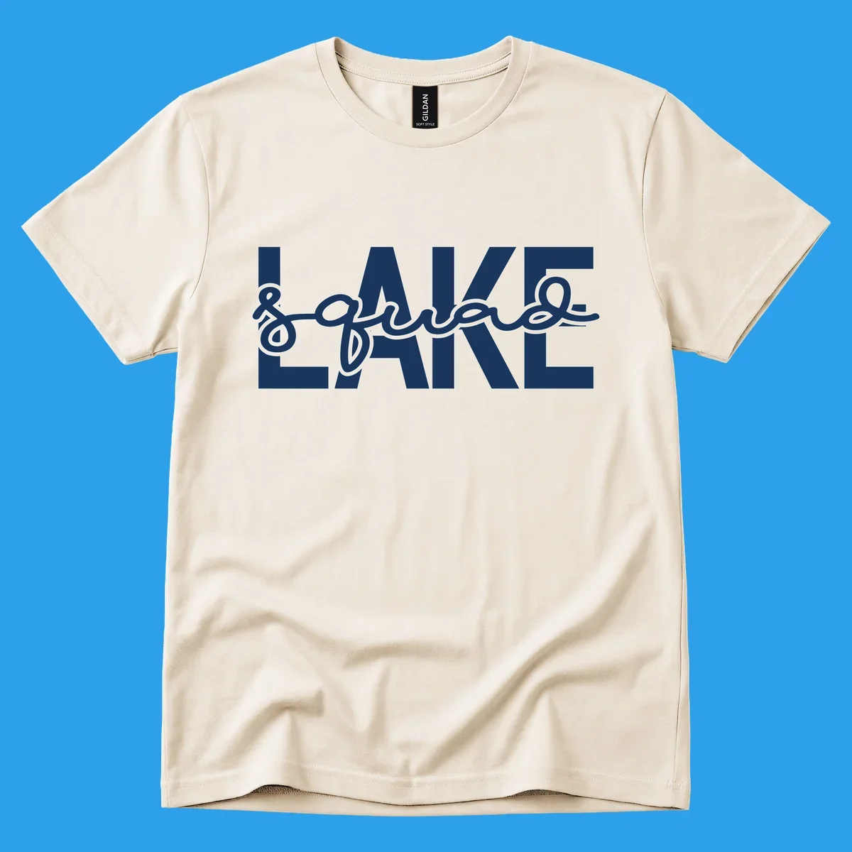 Lake Squad typography design featuring bold LAKE and script squad.