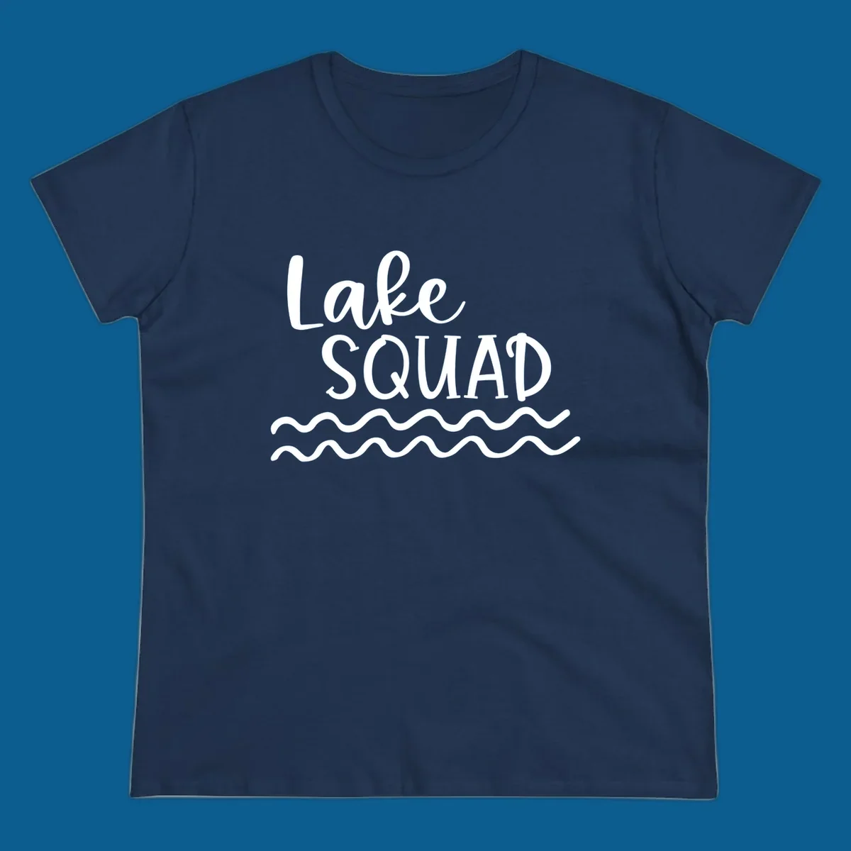 Lake Squad text with wavy water design.
