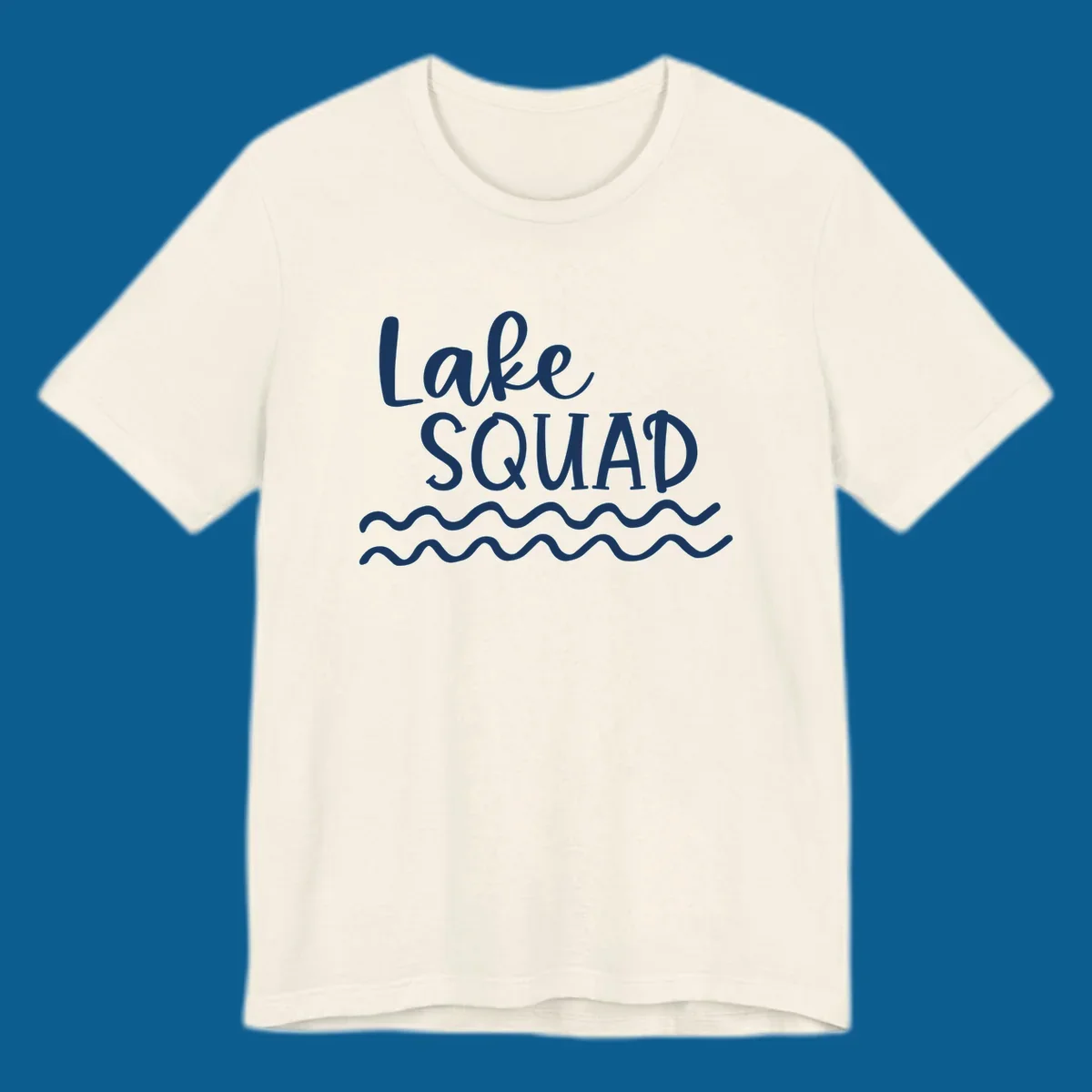 Lake Squad text with wavy water design.