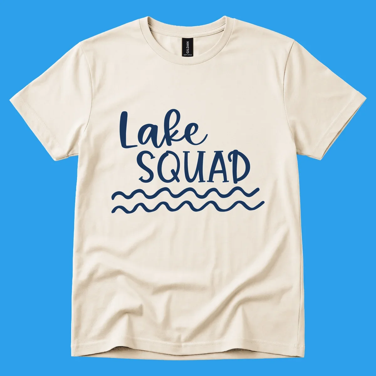 Lake Squad text with wavy water design.