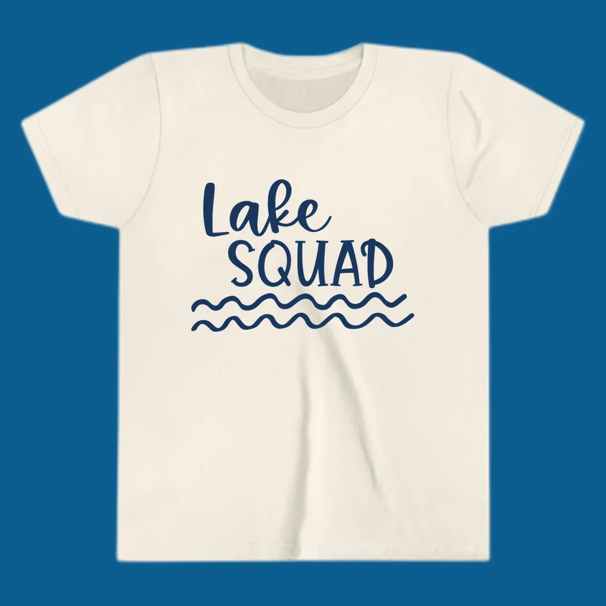 Lake Squad text with wavy water design.