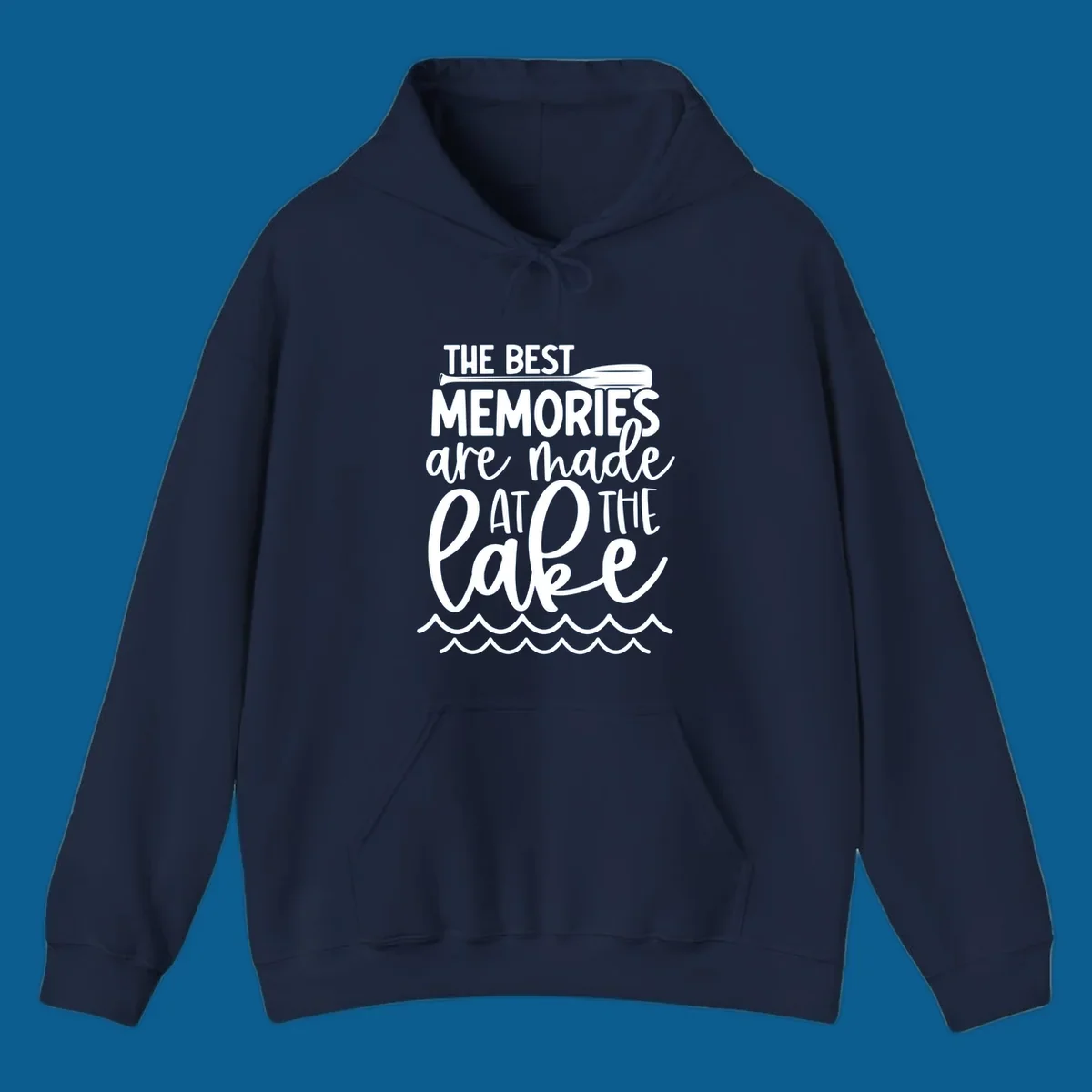 The best memories are made at the lake typography with paddle and waves.
