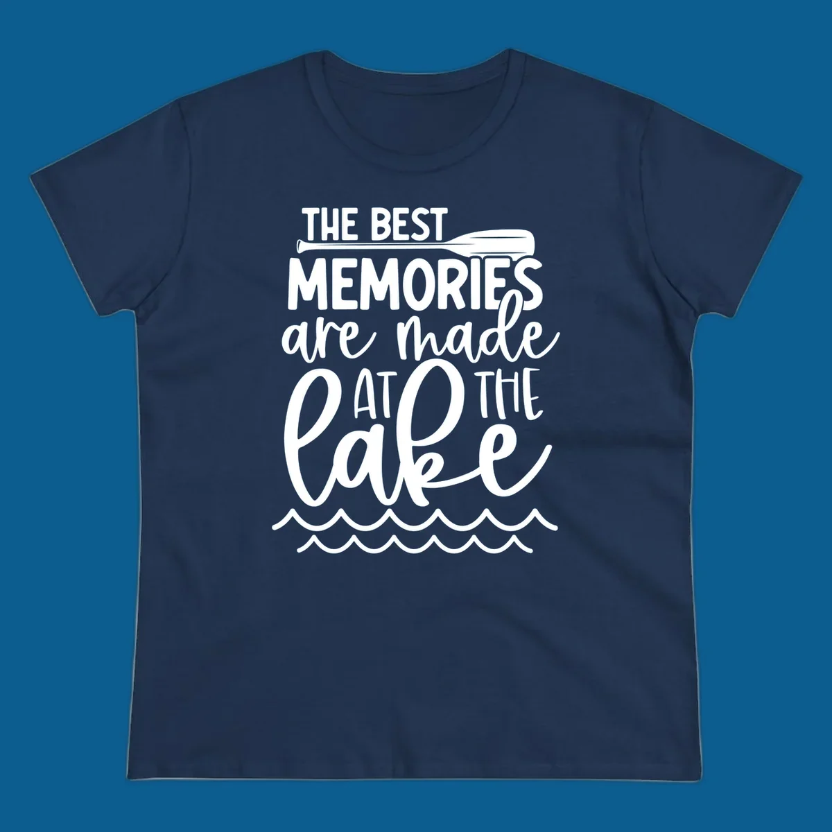 The best memories are made at the lake typography with paddle and waves.