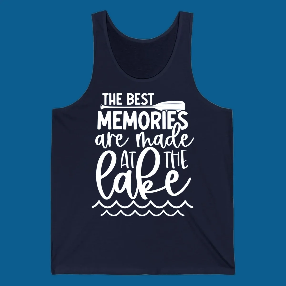 The best memories are made at the lake typography with paddle and waves.