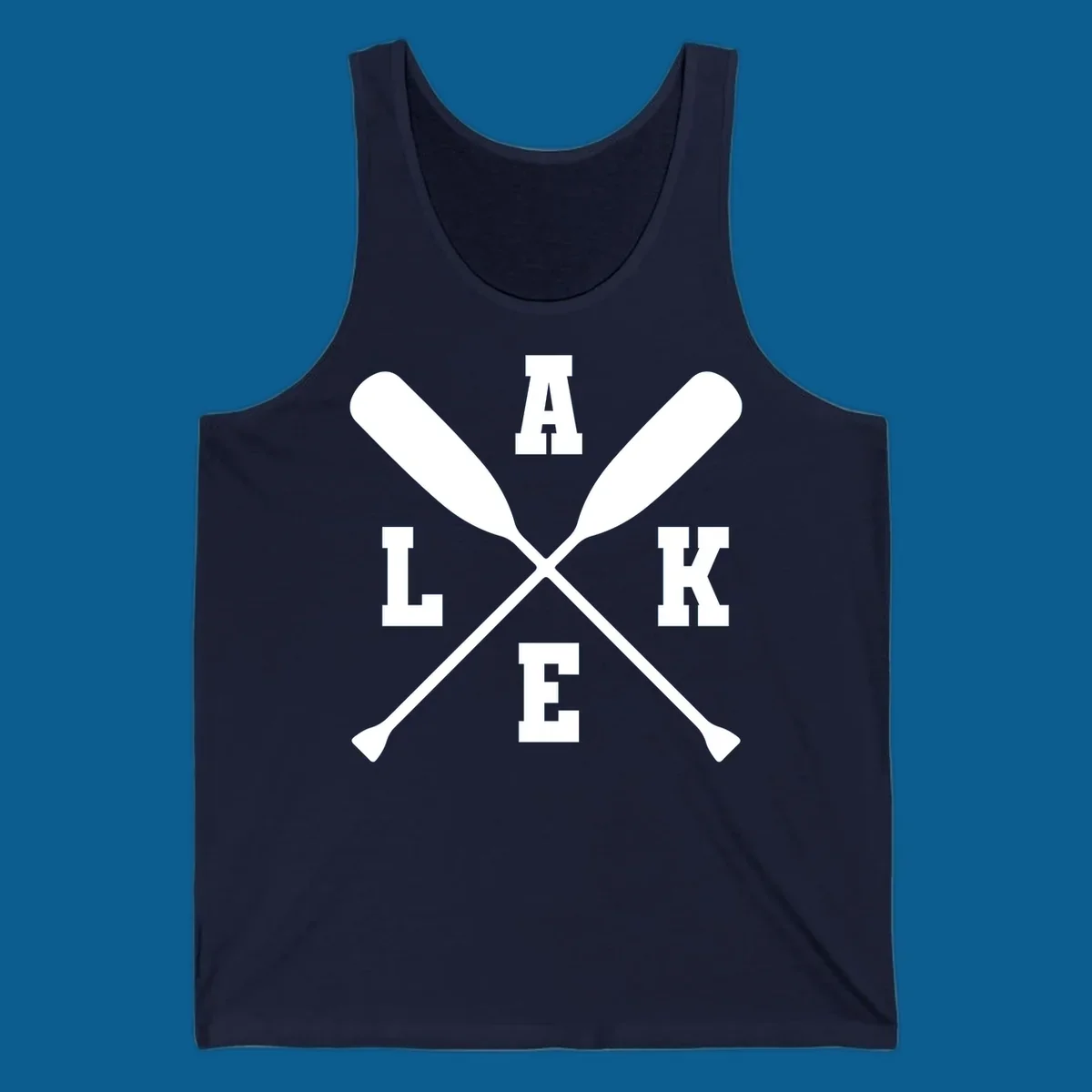 Lake life crossed oars design with the word LAKE.