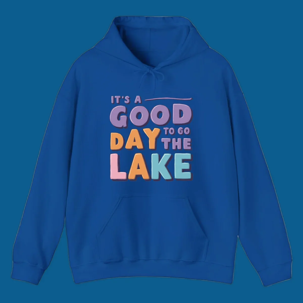 It's A Good Day To Go The Lake text in colorful, bubbly letters. lake-day-typography.