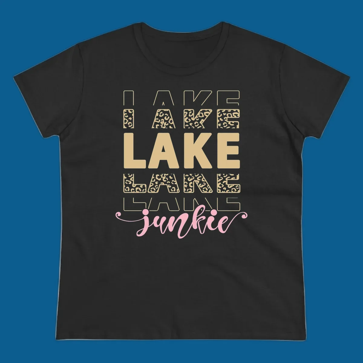 Lake Lane Junkie typography design with leopard print accents.