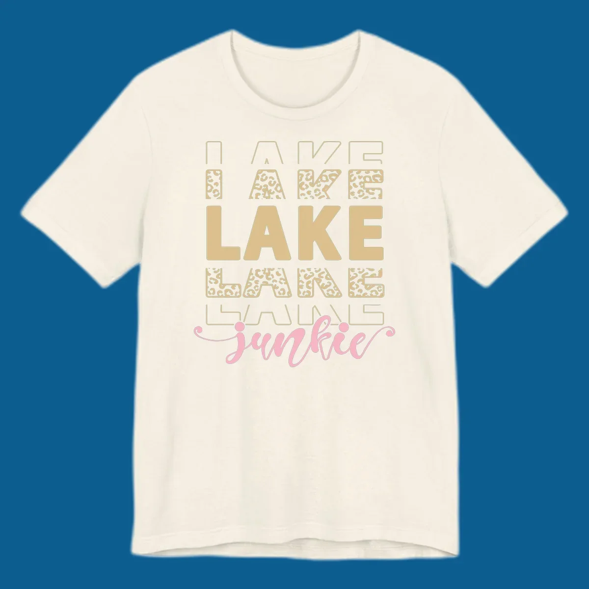 Lake Lane Junkie typography design with leopard print accents.