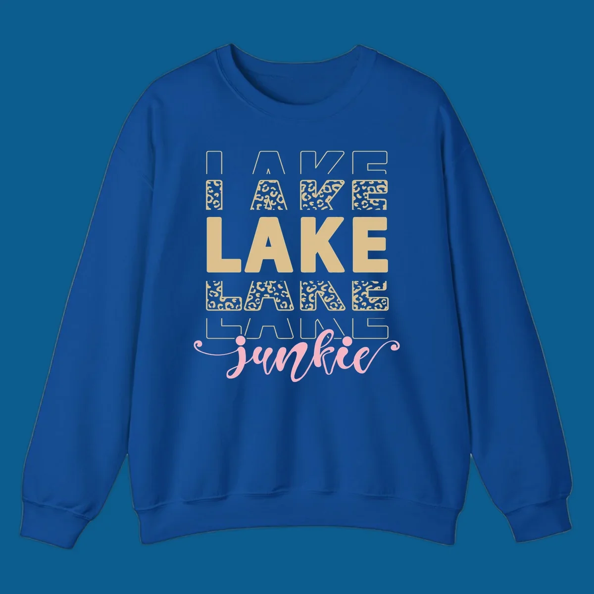 Lake Lane Junkie typography design with leopard print accents.