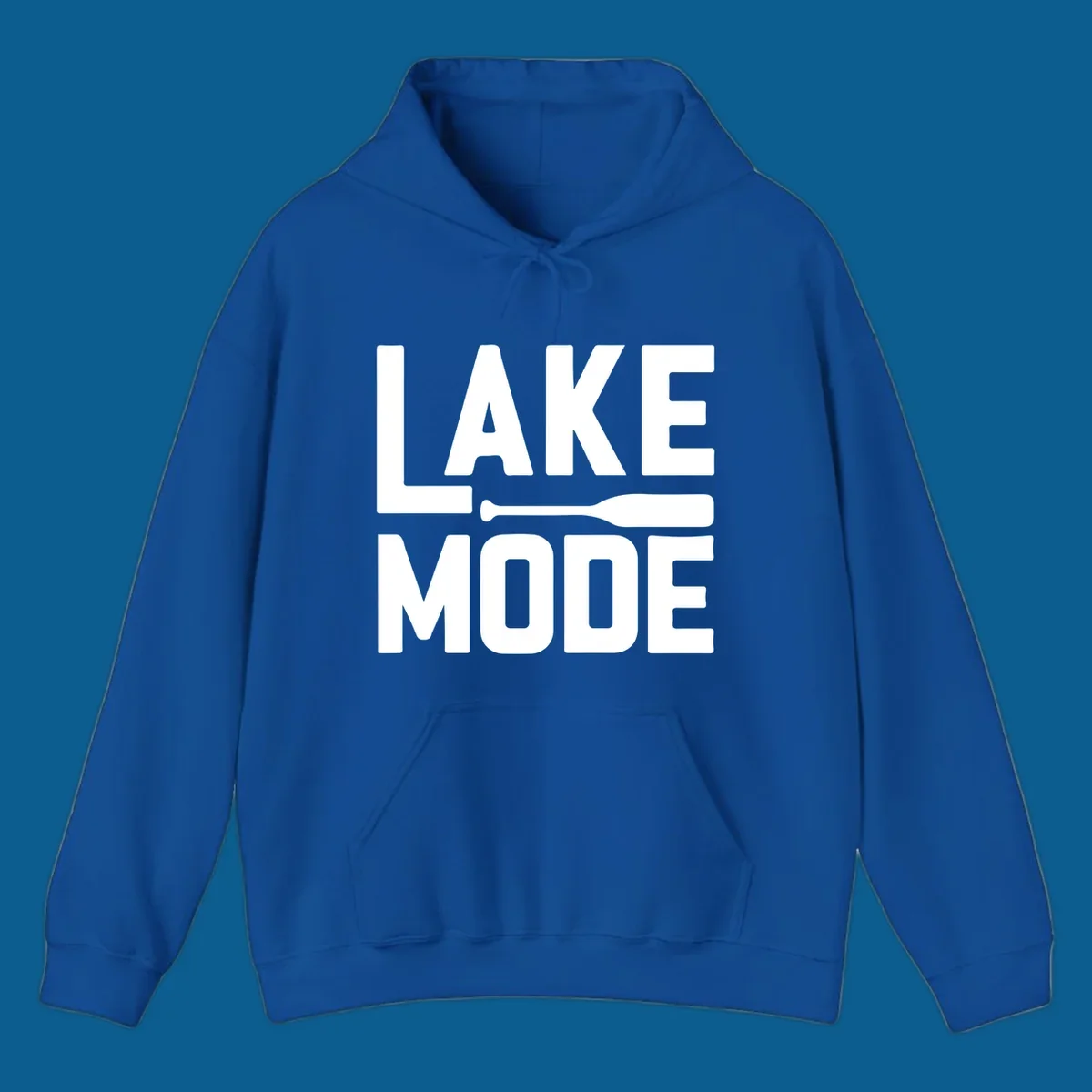 White text and paddle graphic that says LAKE MODE, representing lake-mode-paddle.