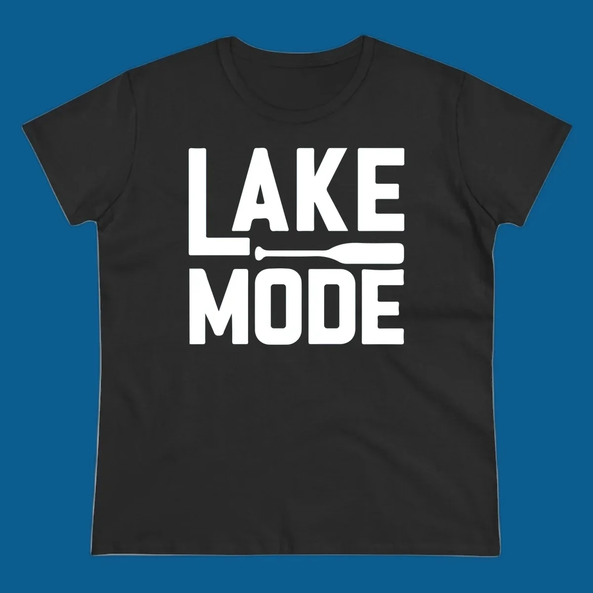White text and paddle graphic that says LAKE MODE, representing lake-mode-paddle.