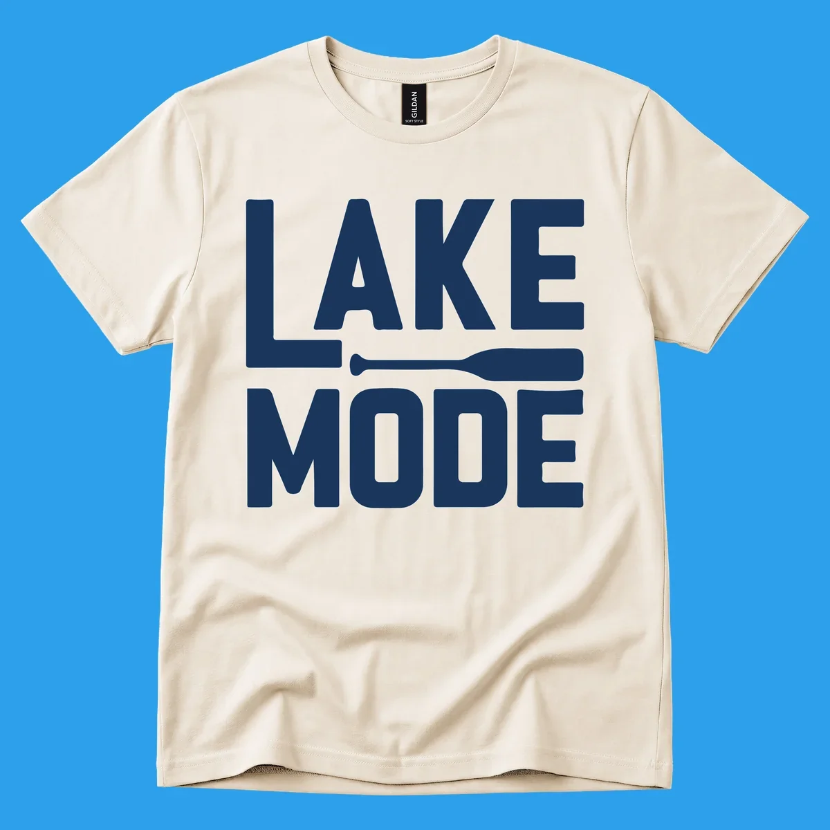 White text and paddle graphic that says LAKE MODE, representing lake-mode-paddle.