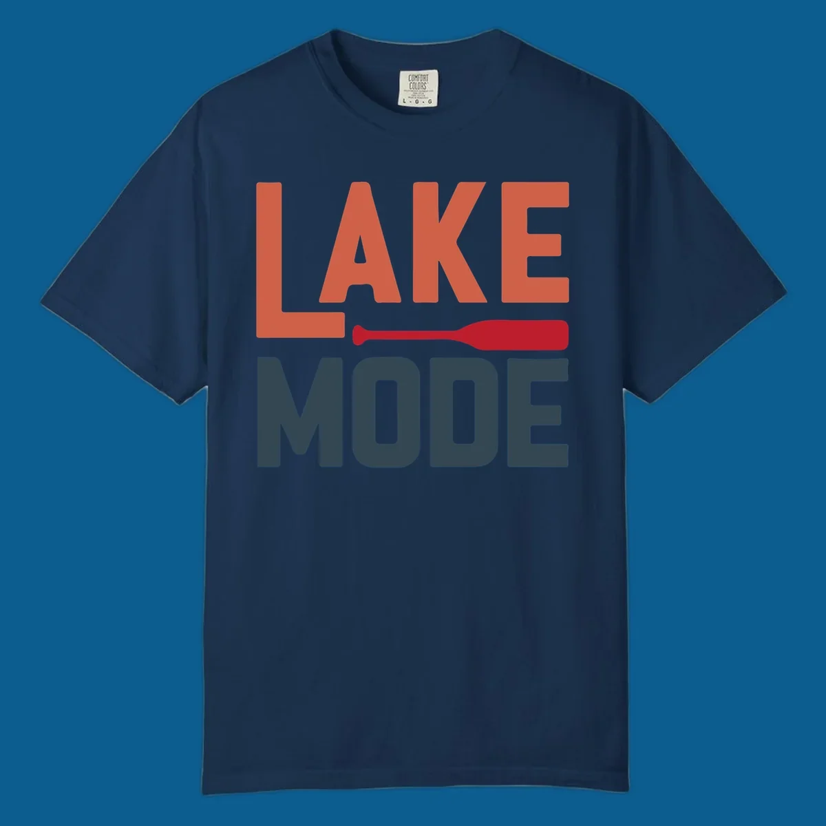 Lake Mode text with a paddle graphic, a lifestyle design for lake enthusiasts.