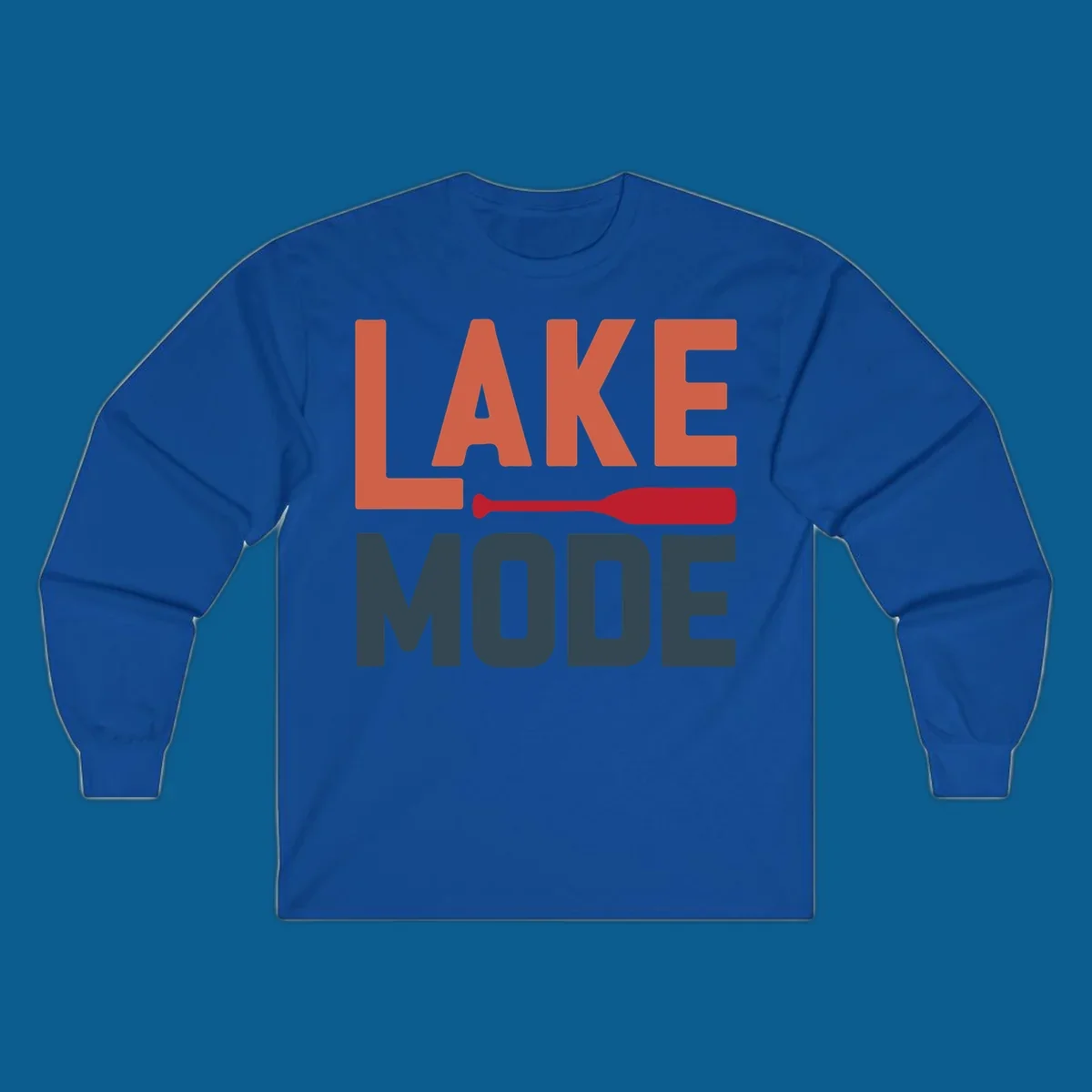 Lake Mode text with a paddle graphic, a lifestyle design for lake enthusiasts.