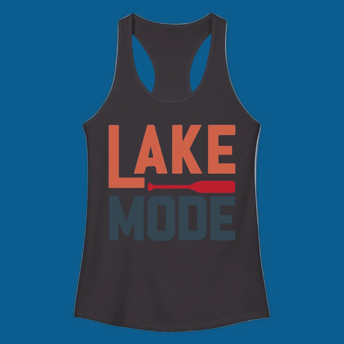 Lake Mode text with a paddle graphic, a lifestyle design for lake enthusiasts.