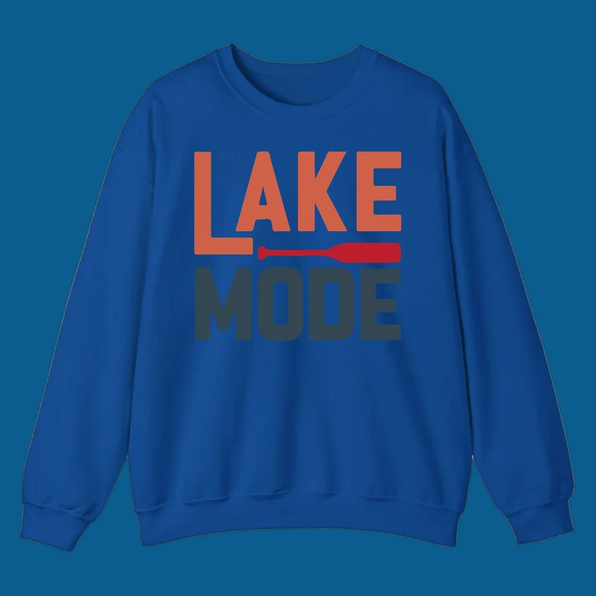 Lake Mode text with a paddle graphic, a lifestyle design for lake enthusiasts.