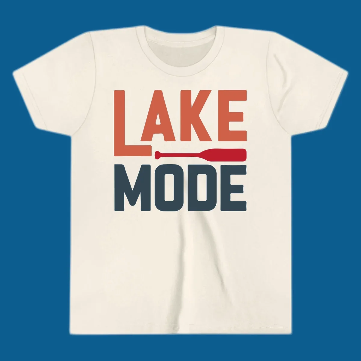 Lake Mode text with a paddle graphic, a lifestyle design for lake enthusiasts.