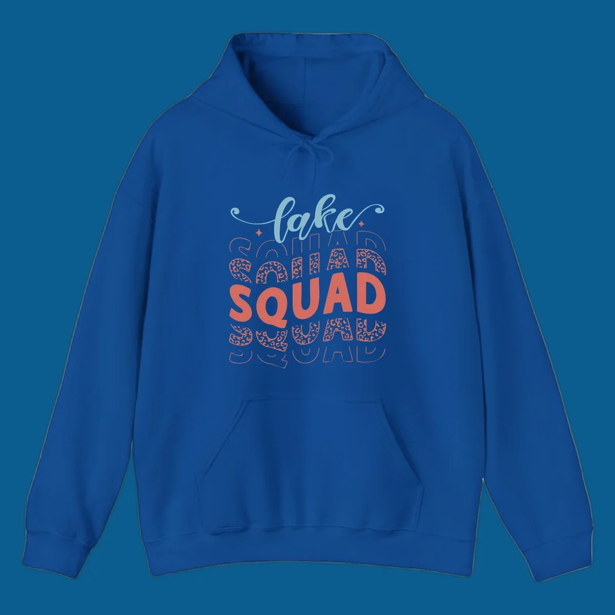 Lake Squad text design with leopard print accents