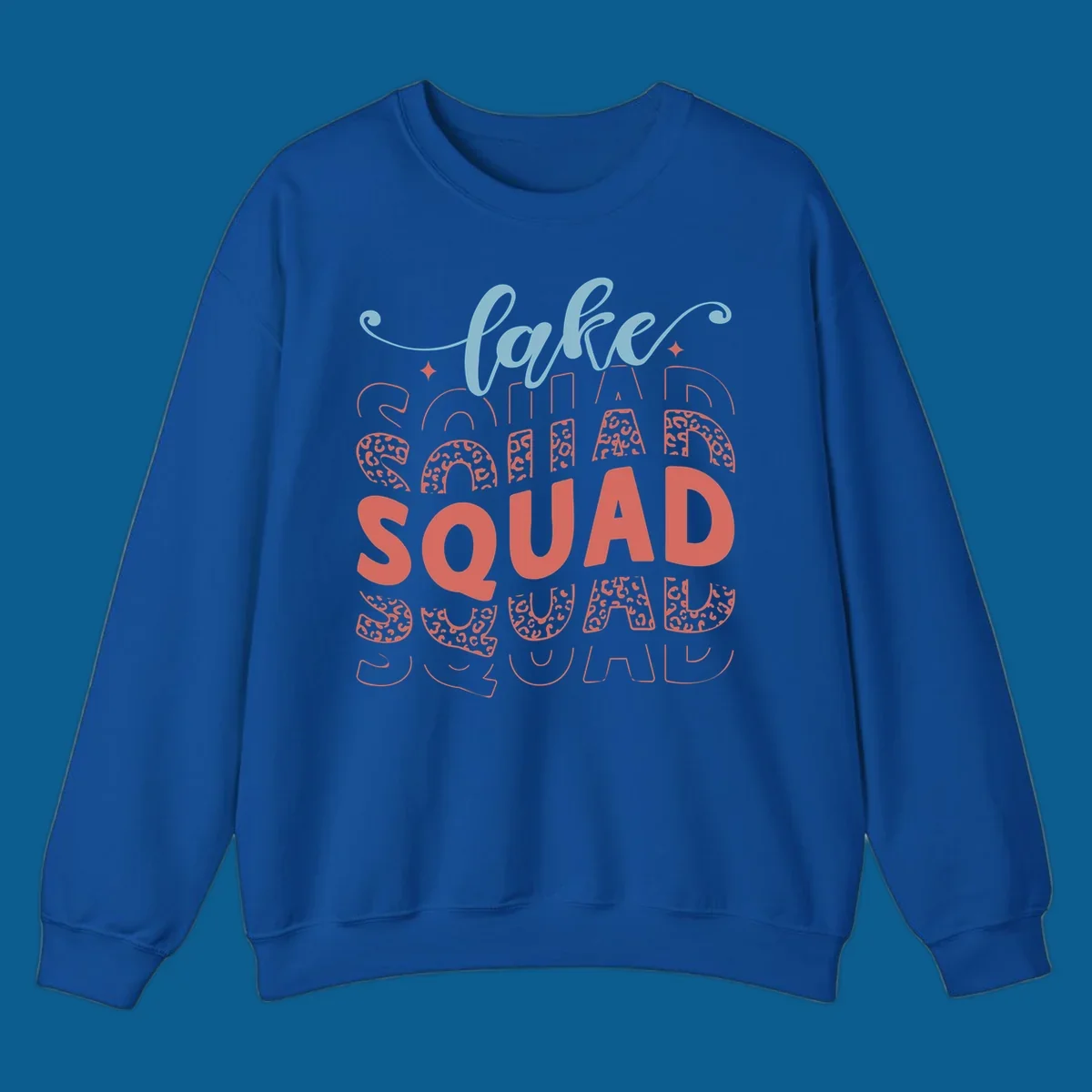 Lake Squad text design with leopard print accents