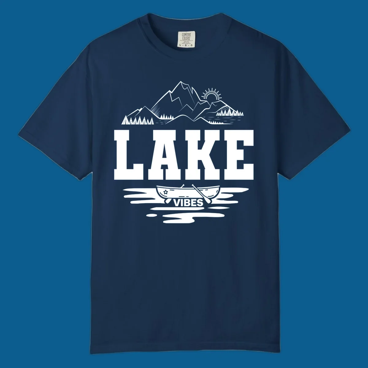 Lake vibes canoe mountain adventure graphic design