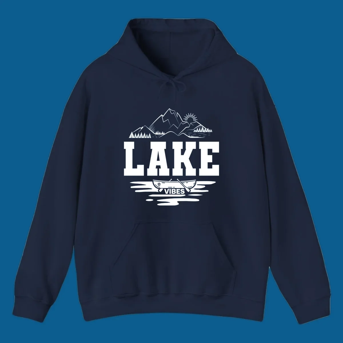 Lake vibes canoe mountain adventure graphic design