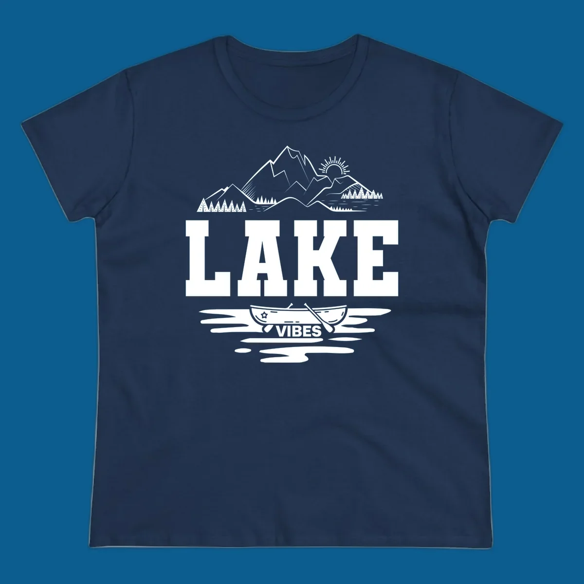 Lake vibes canoe mountain adventure graphic design