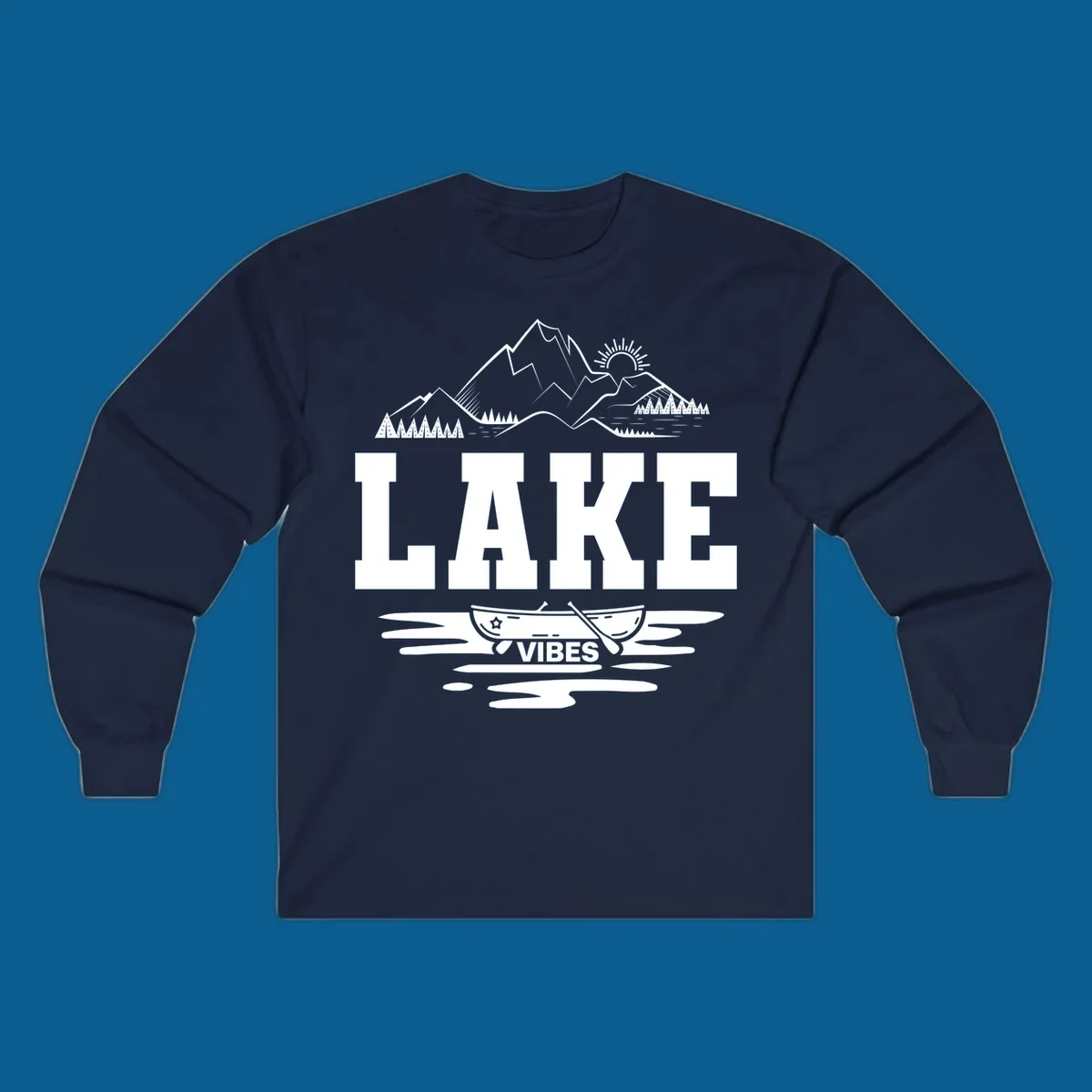 Lake vibes canoe mountain adventure graphic design