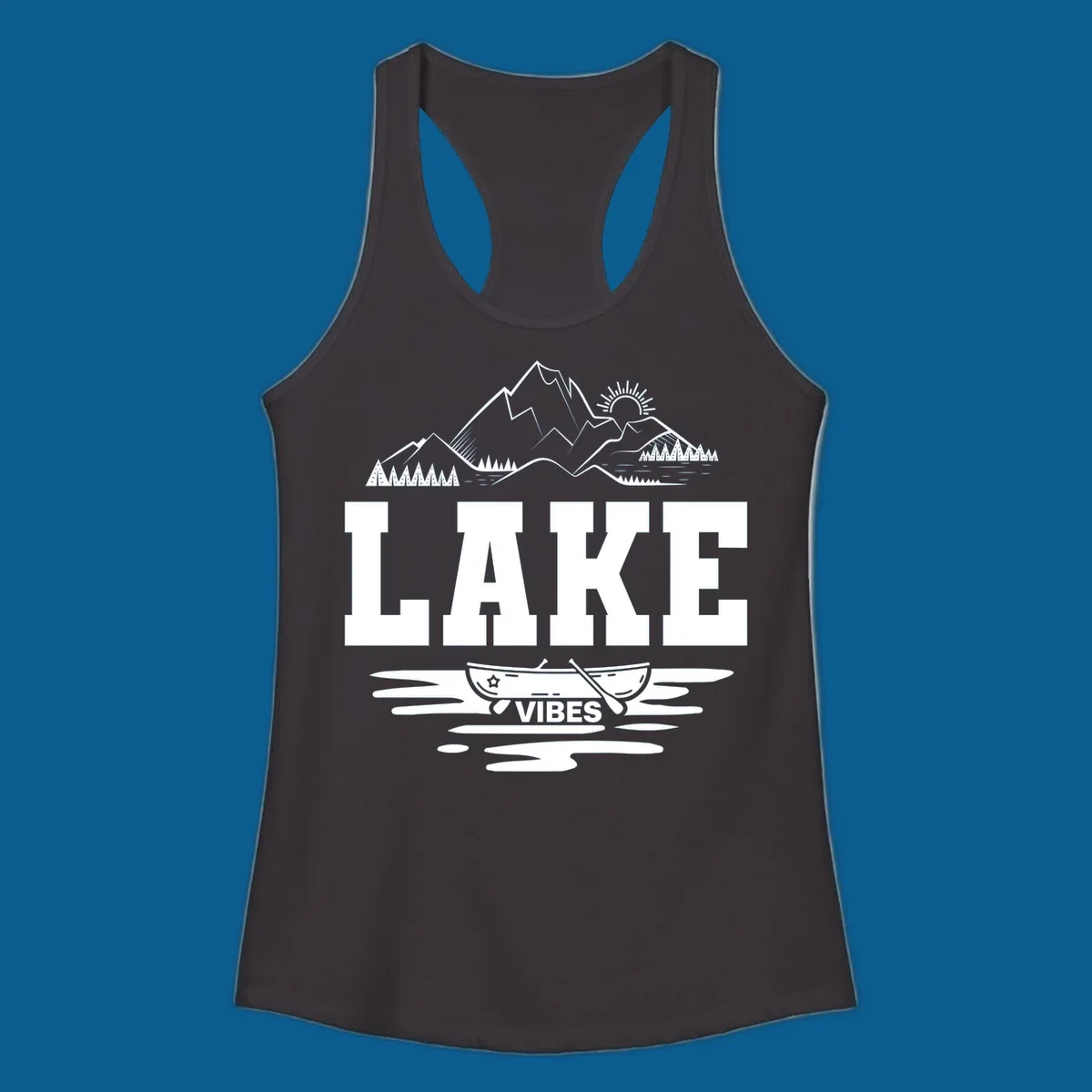 Lake vibes canoe mountain adventure graphic design