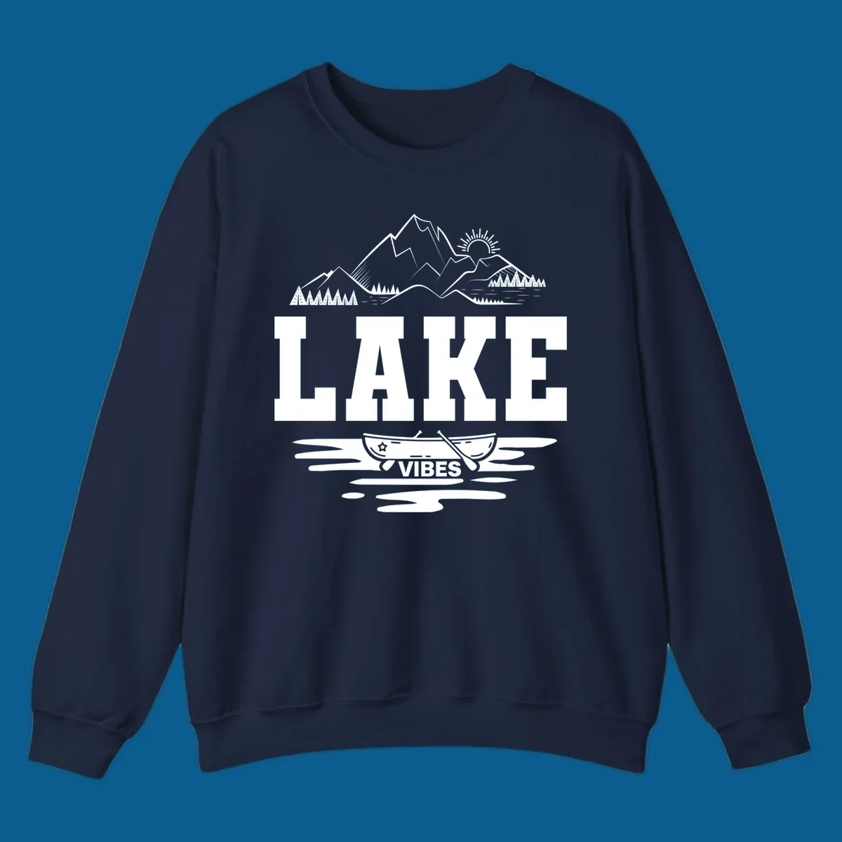 Lake vibes canoe mountain adventure graphic design