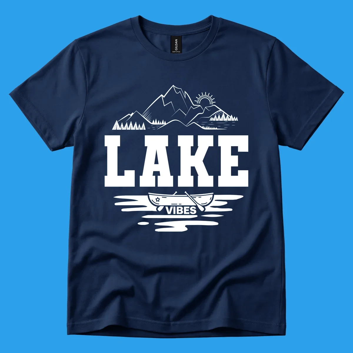 Lake vibes canoe mountain adventure graphic design