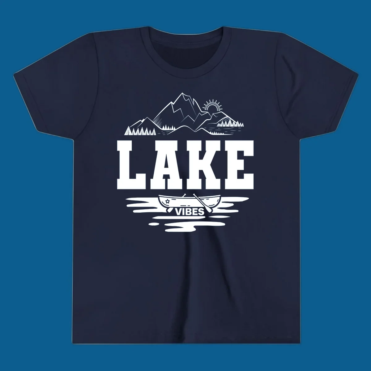 Lake vibes canoe mountain adventure graphic design