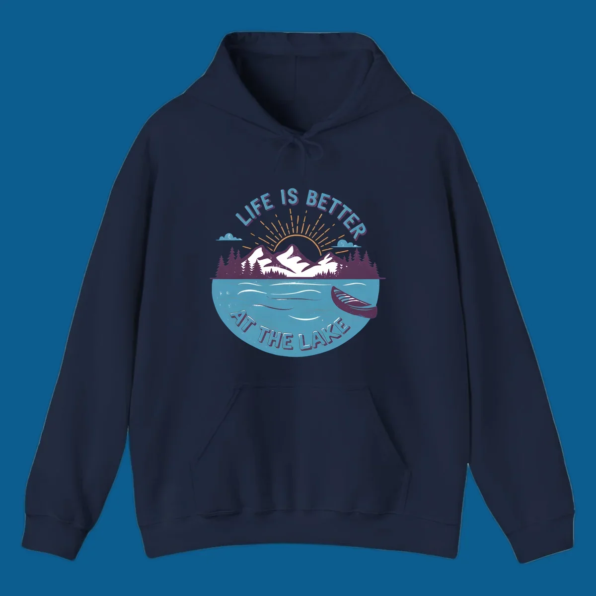 Life is better at the lake scenic mountains sunset canoe design.