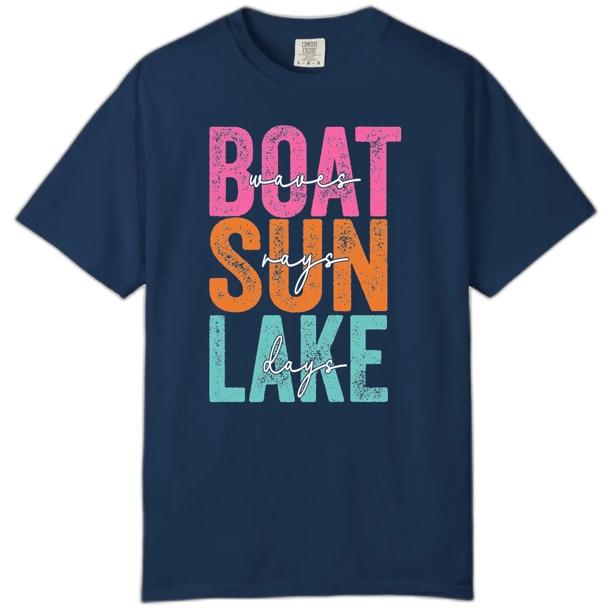 Boat Waves Sun Lake Days Comfort Color in Navy