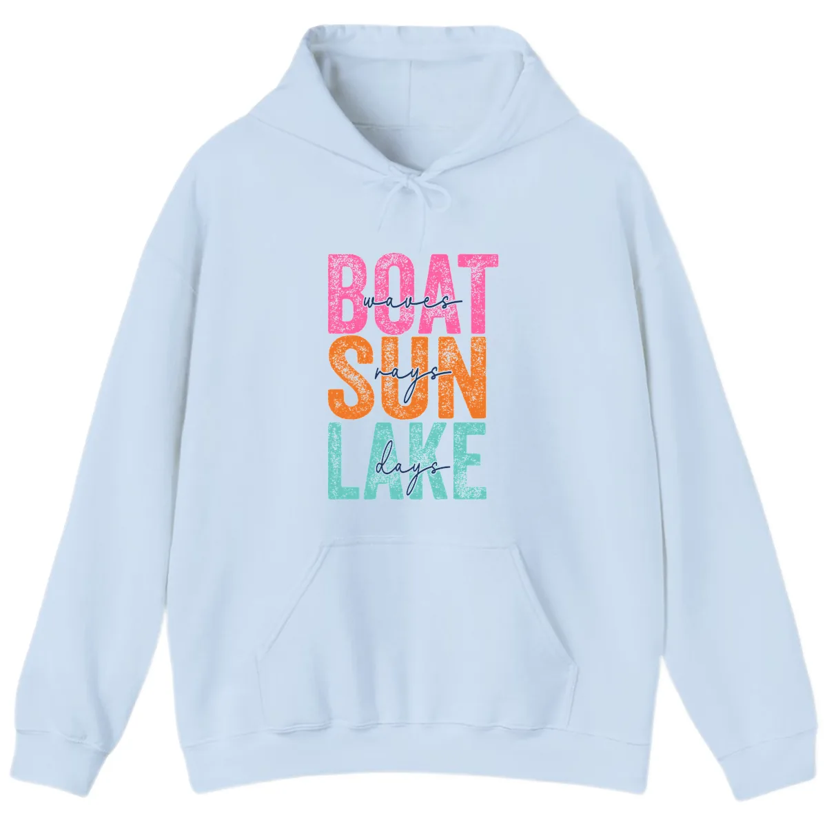 Boat Waves Sun Lake Days Hoodie in Light Blue