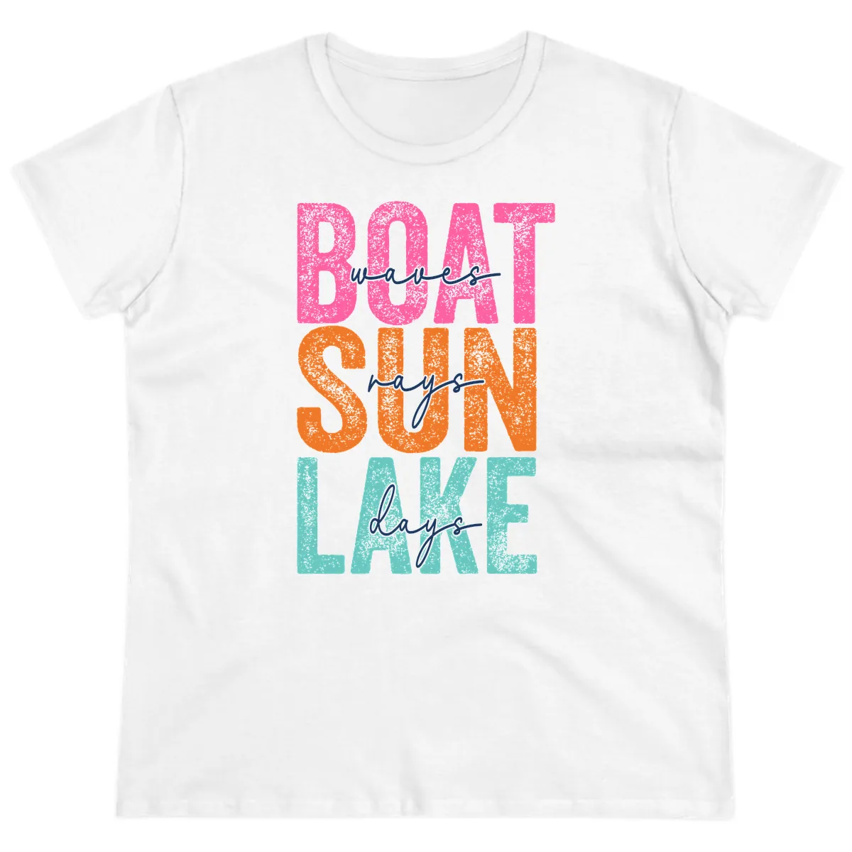 Boat Waves Sun Lake Days Ladies Tee in White