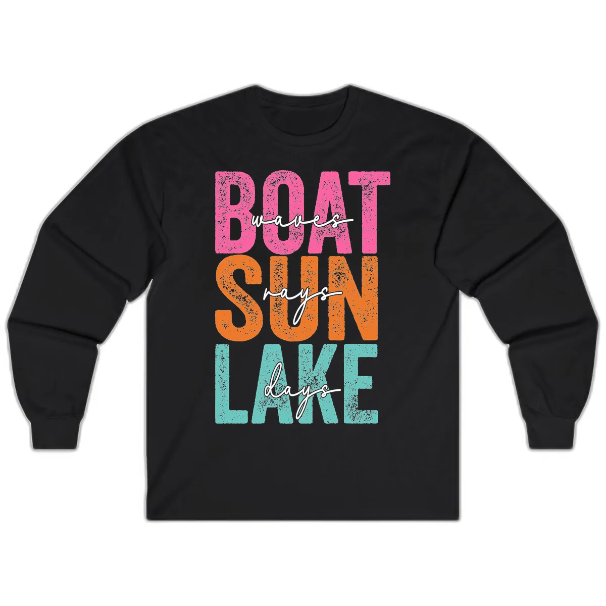 Boat Waves Sun Lake Days Long Sleeve in Black