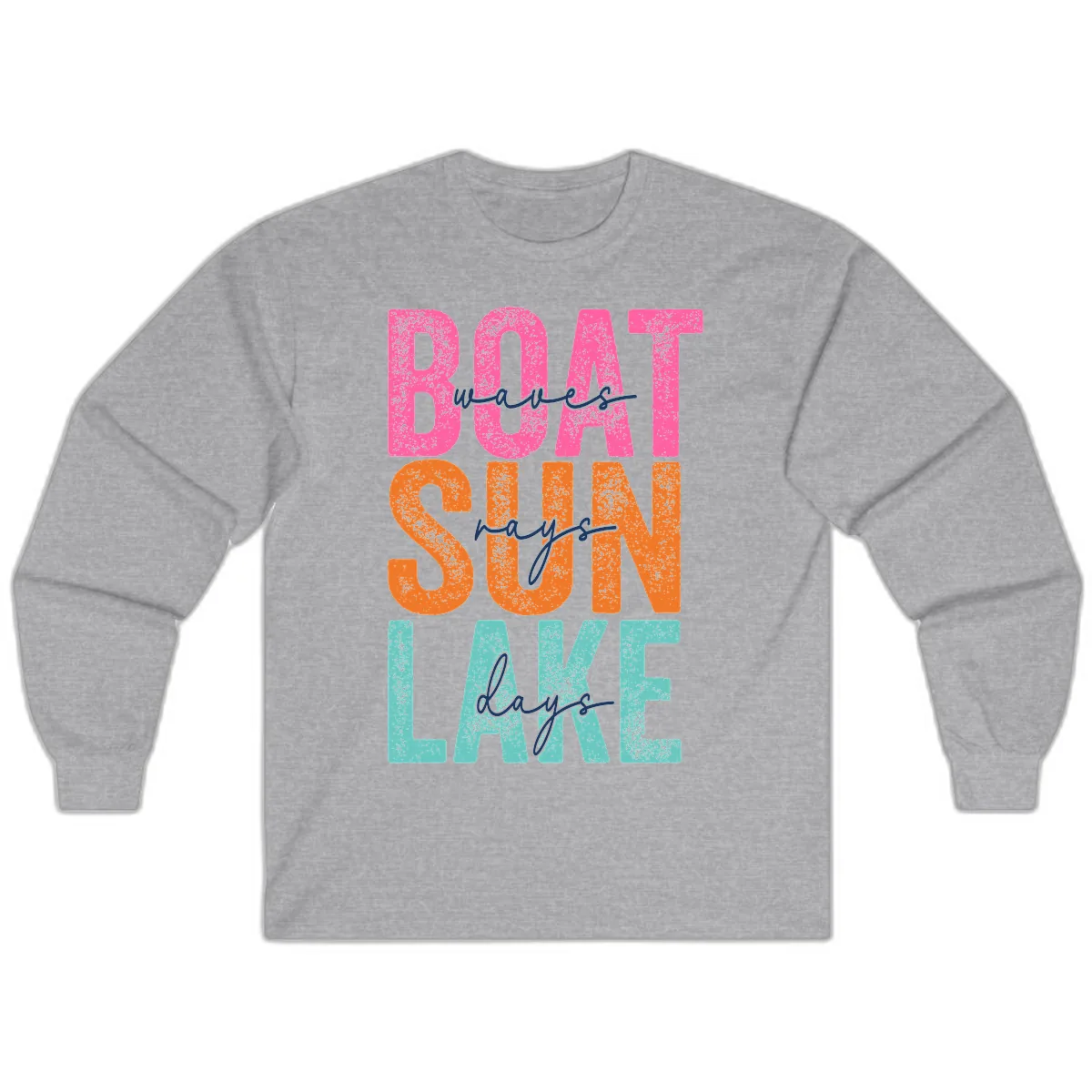 Boat Waves Sun Lake Days Long Sleeve in Sport Grey