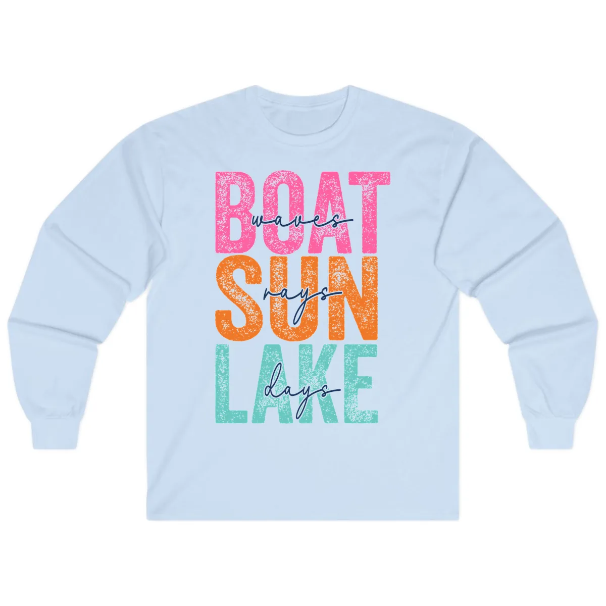 Boat Waves Sun Lake Days Long Sleeve in Light Blue