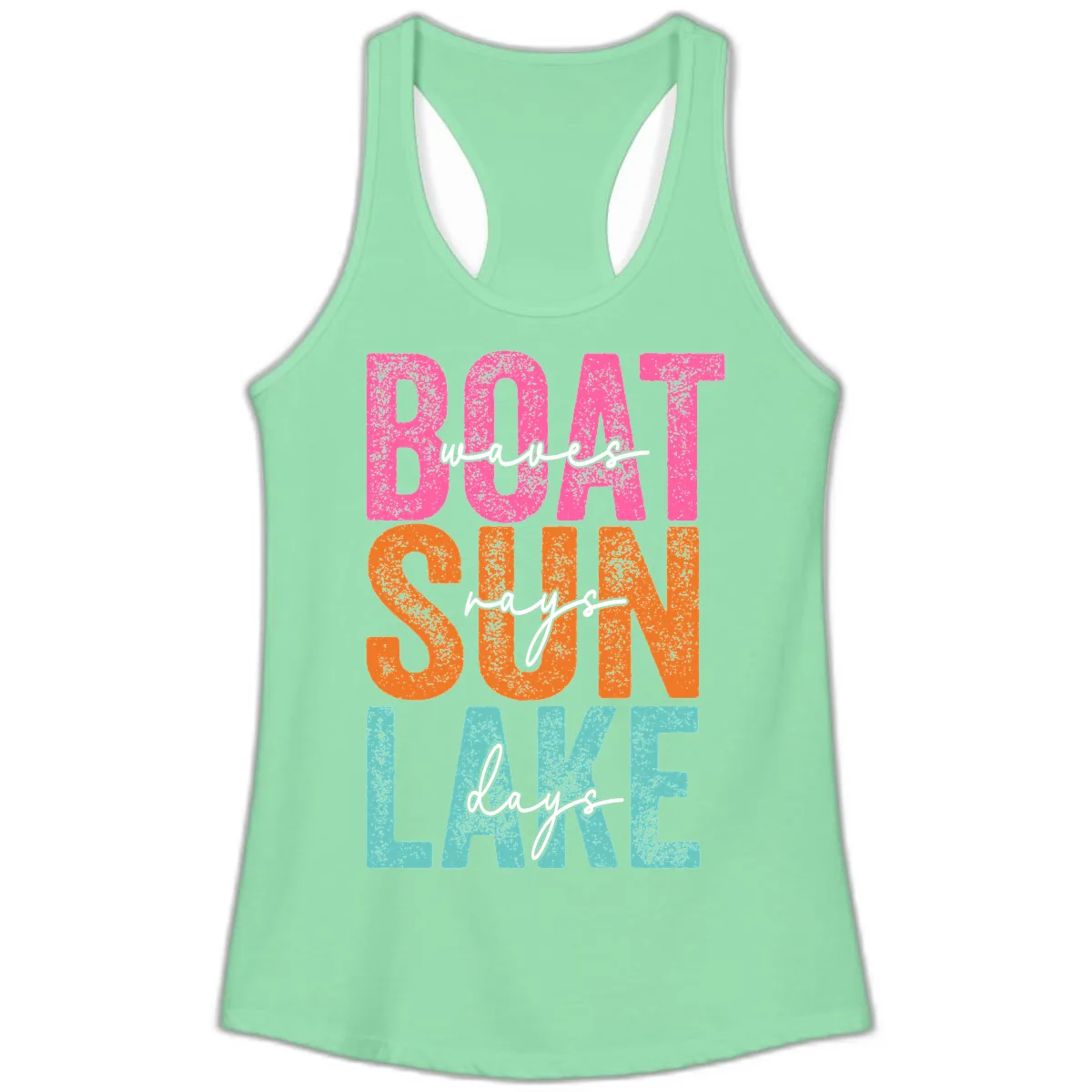 Boat Waves Sun Lake Days Ladies Tank in Solid Mint