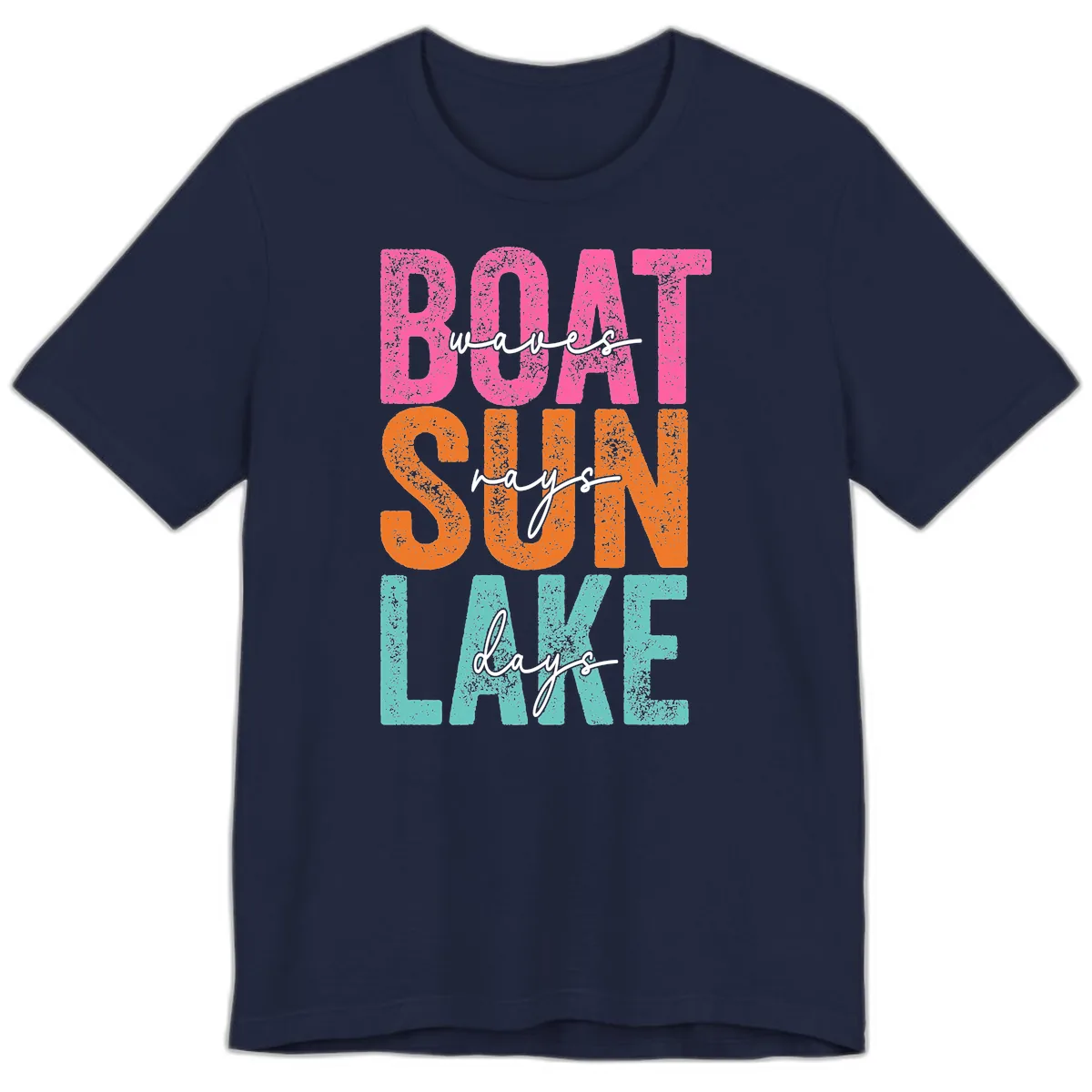 Boat Waves Sun Lake Days Premium T-Shirt in Navy