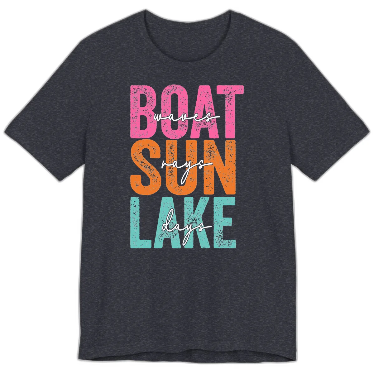 Boat Waves Sun Lake Days Premium T-Shirt in Heather Navy