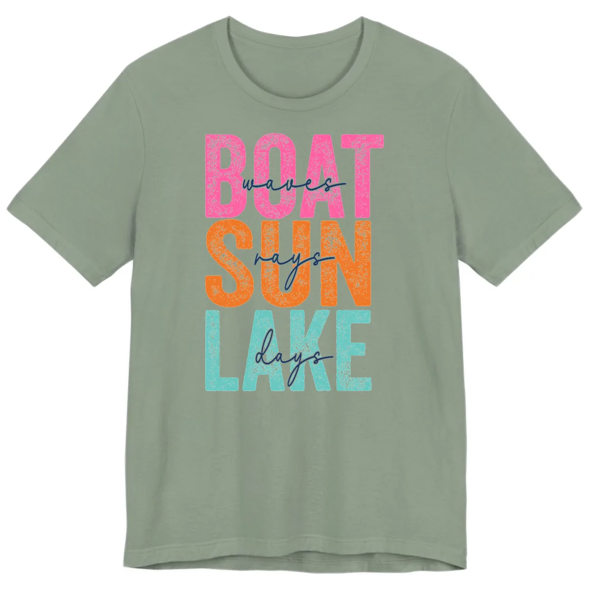 Boat Waves Sun Lake Days Premium T-Shirt in Sage