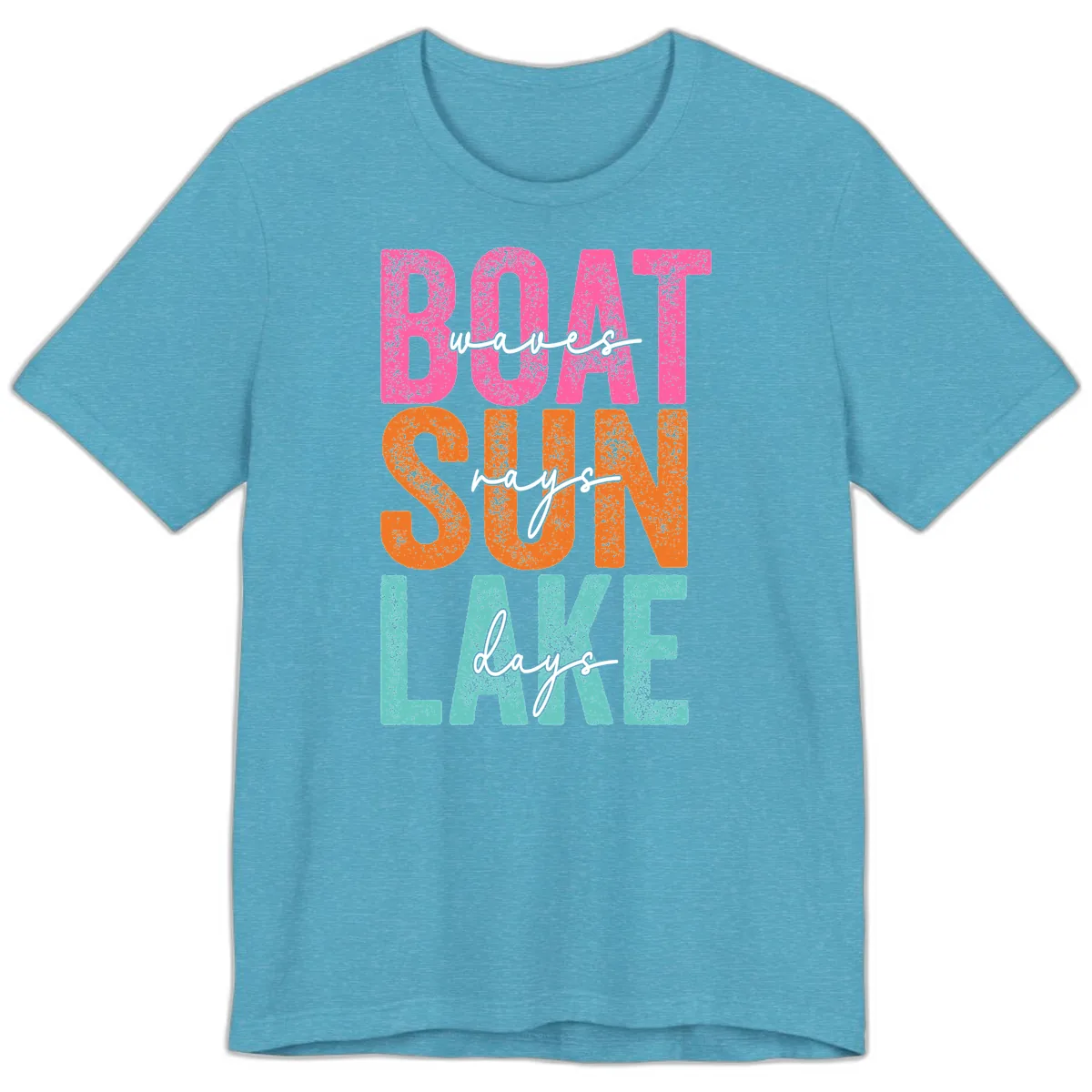 Boat Waves Sun Lake Days Premium T-Shirt in Heather Aqua