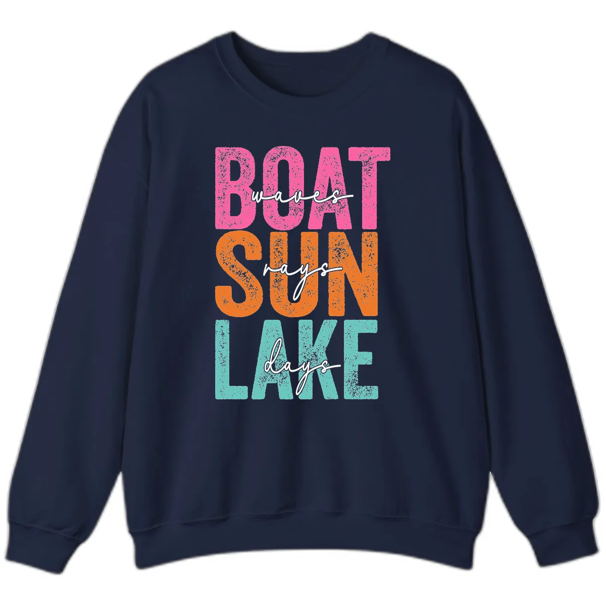 Boat Waves Sun Lake Days Sweatshirt in Navy
