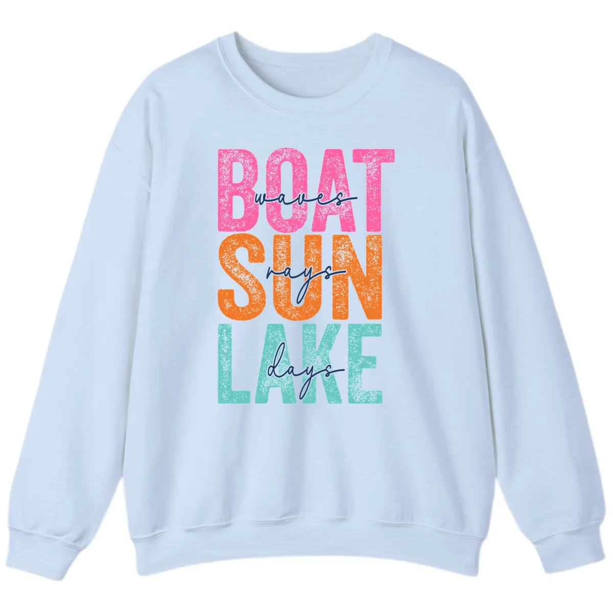 Boat Waves Sun Lake Days Sweatshirt in Light Blue