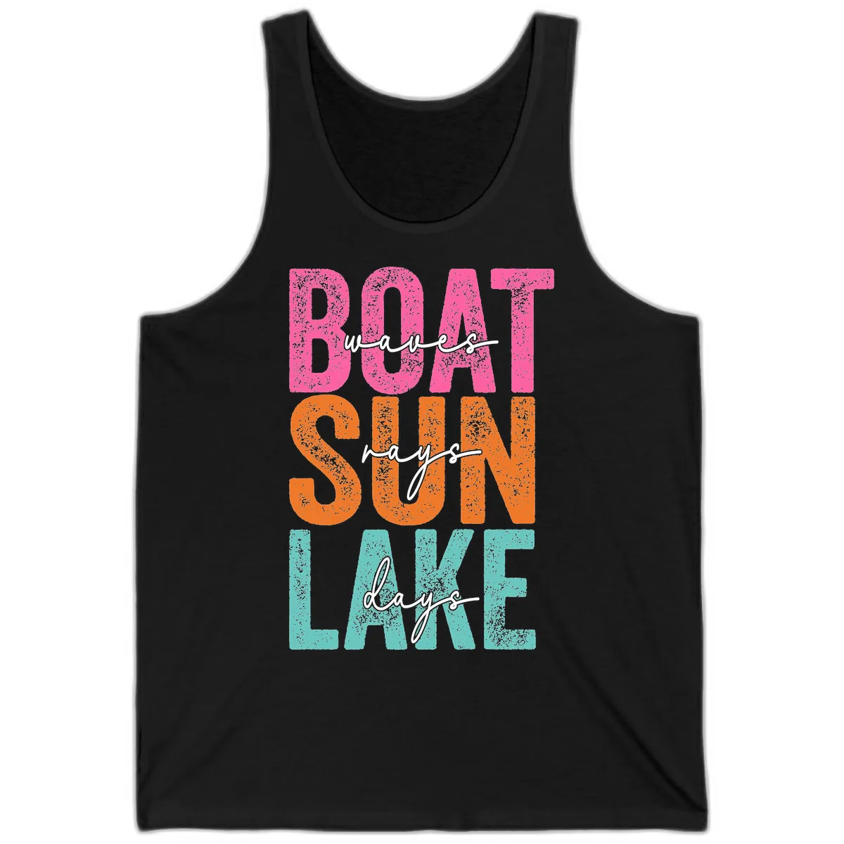 Boat Waves Sun Lake Days Tank in Black