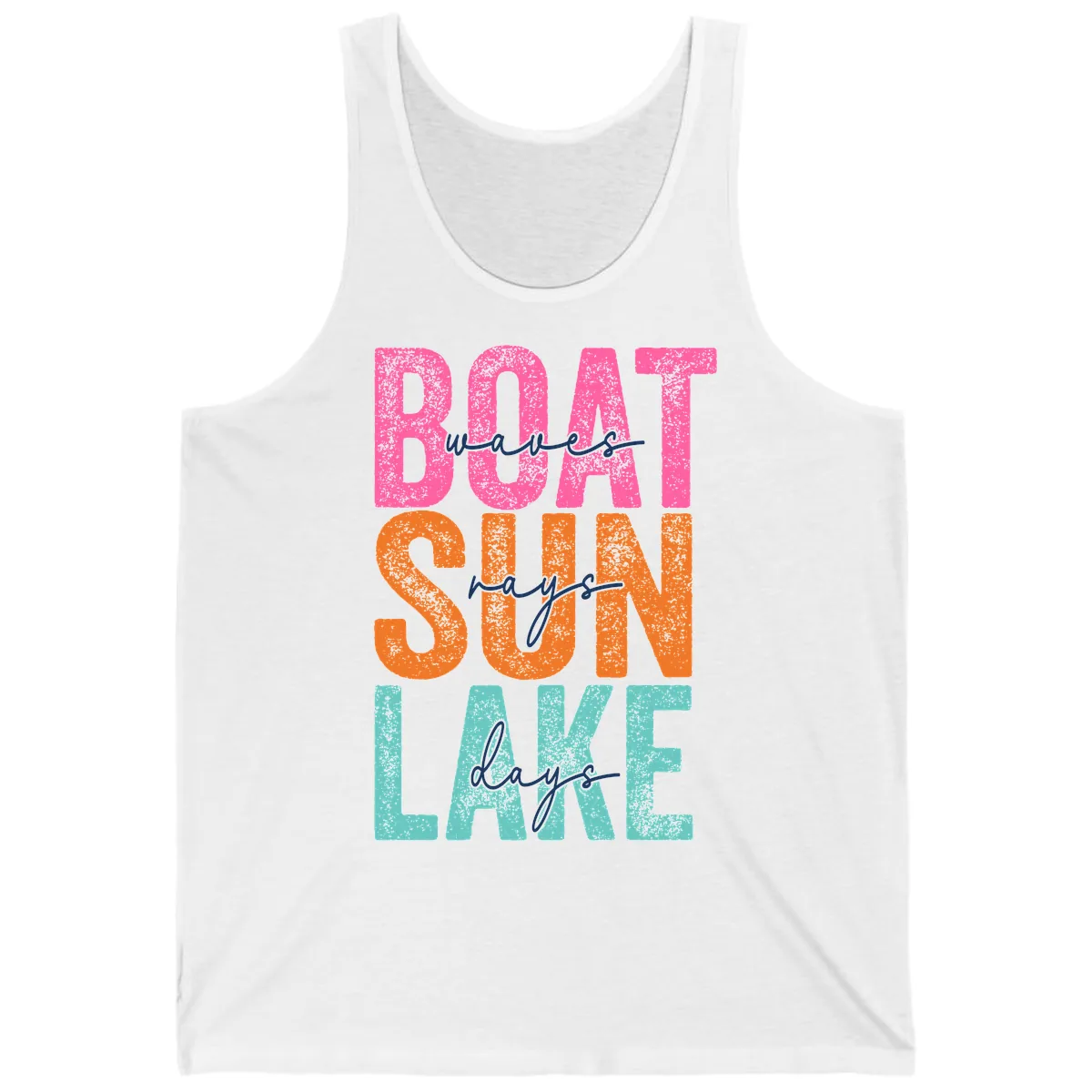 Boat Waves Sun Lake Days Tank in White