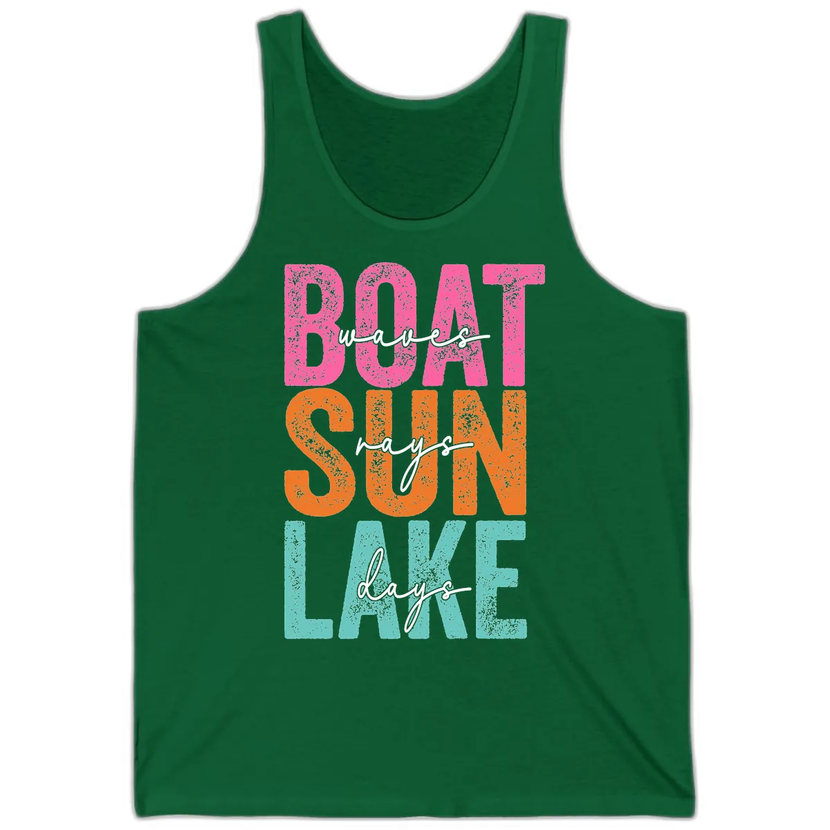 Boat Waves Sun Lake Days Tank in Kelly