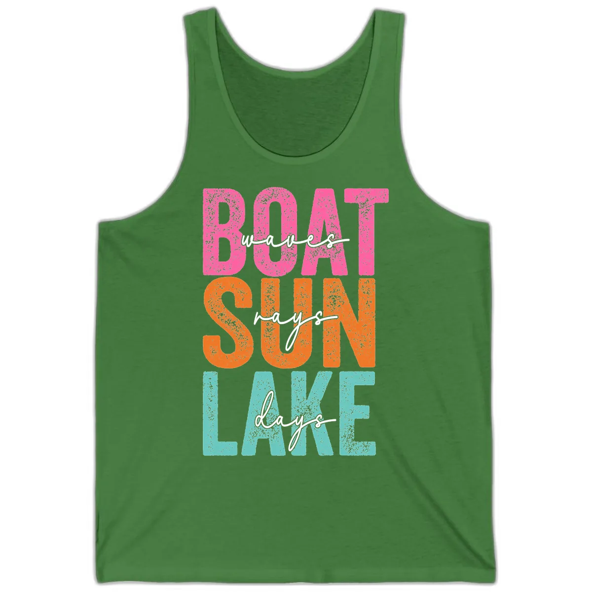 Boat Waves Sun Lake Days Tank in Leaf